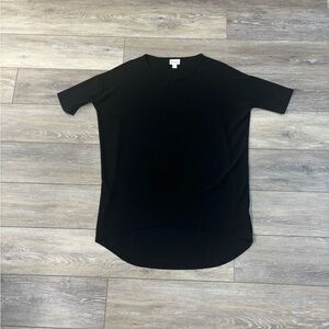 Lularoe Irma Shirt Sz XXS Black Casual Oversized Lagenlook Capsule Wardrobe